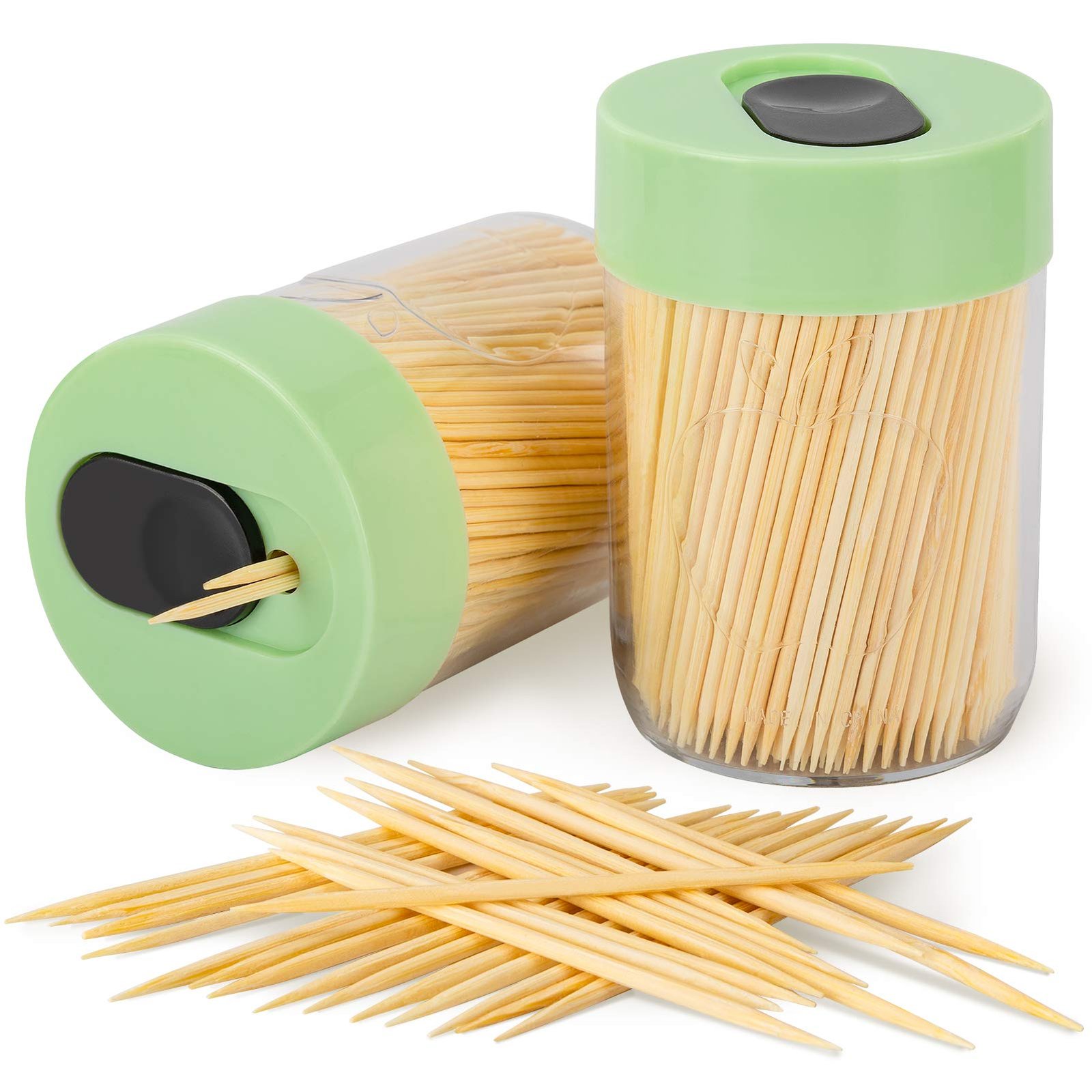 Sturdy Toothpick Holder with 800 Natural Toot...