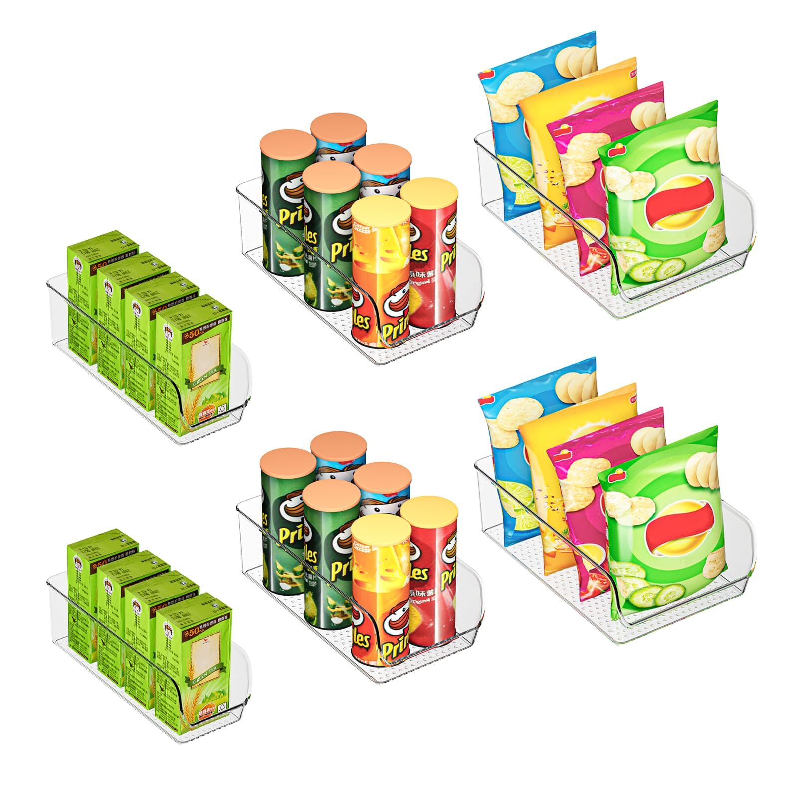 Ettori Set of 6 Clear Plastic Storage Bins - ...