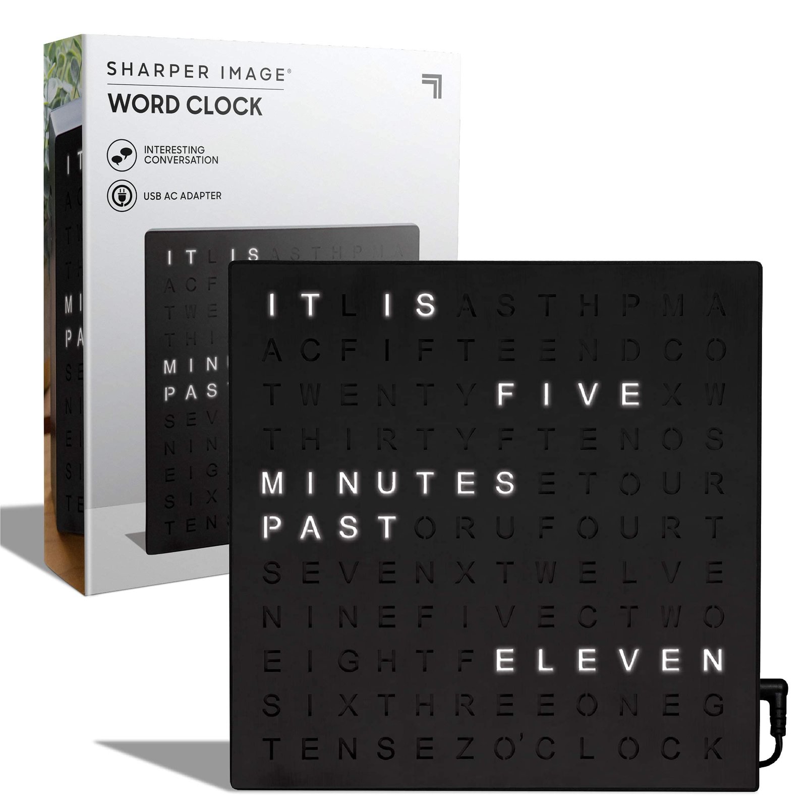 Sharper Image LED Word Digital Clock, 7.75", ...