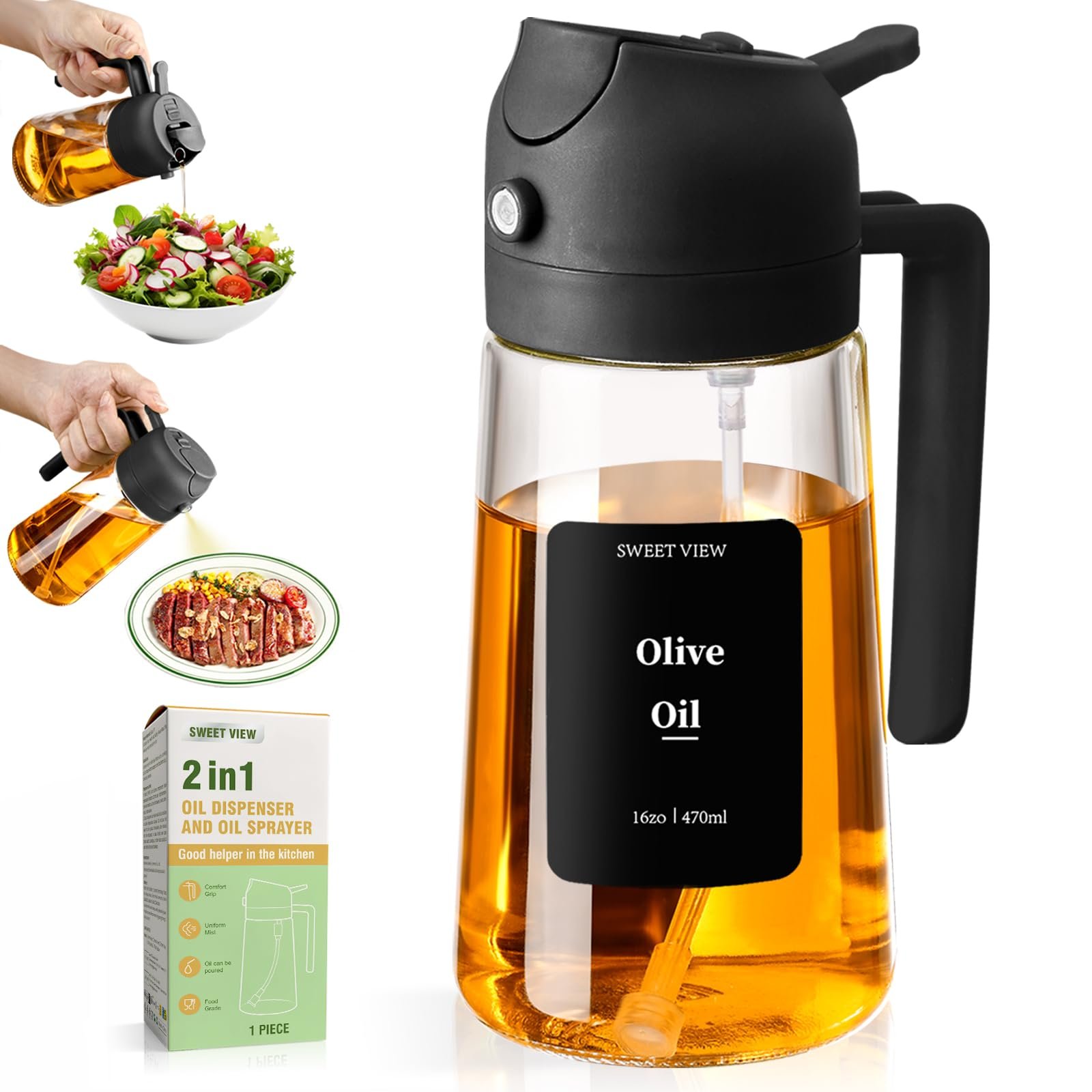 SWEET VIEW Olive Oil Sprayer for Cooking 16oz...