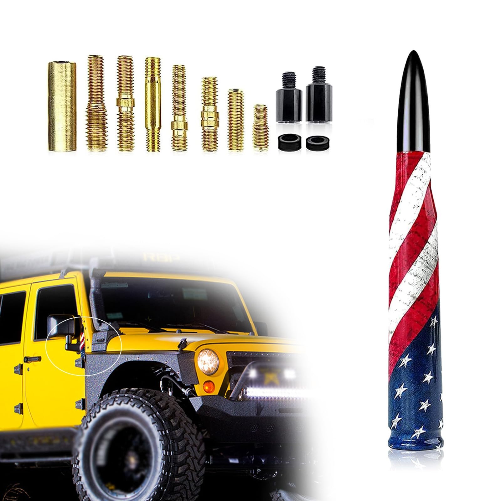 1 PC Car Modified Bullet Antenna, 5.5" Americ...