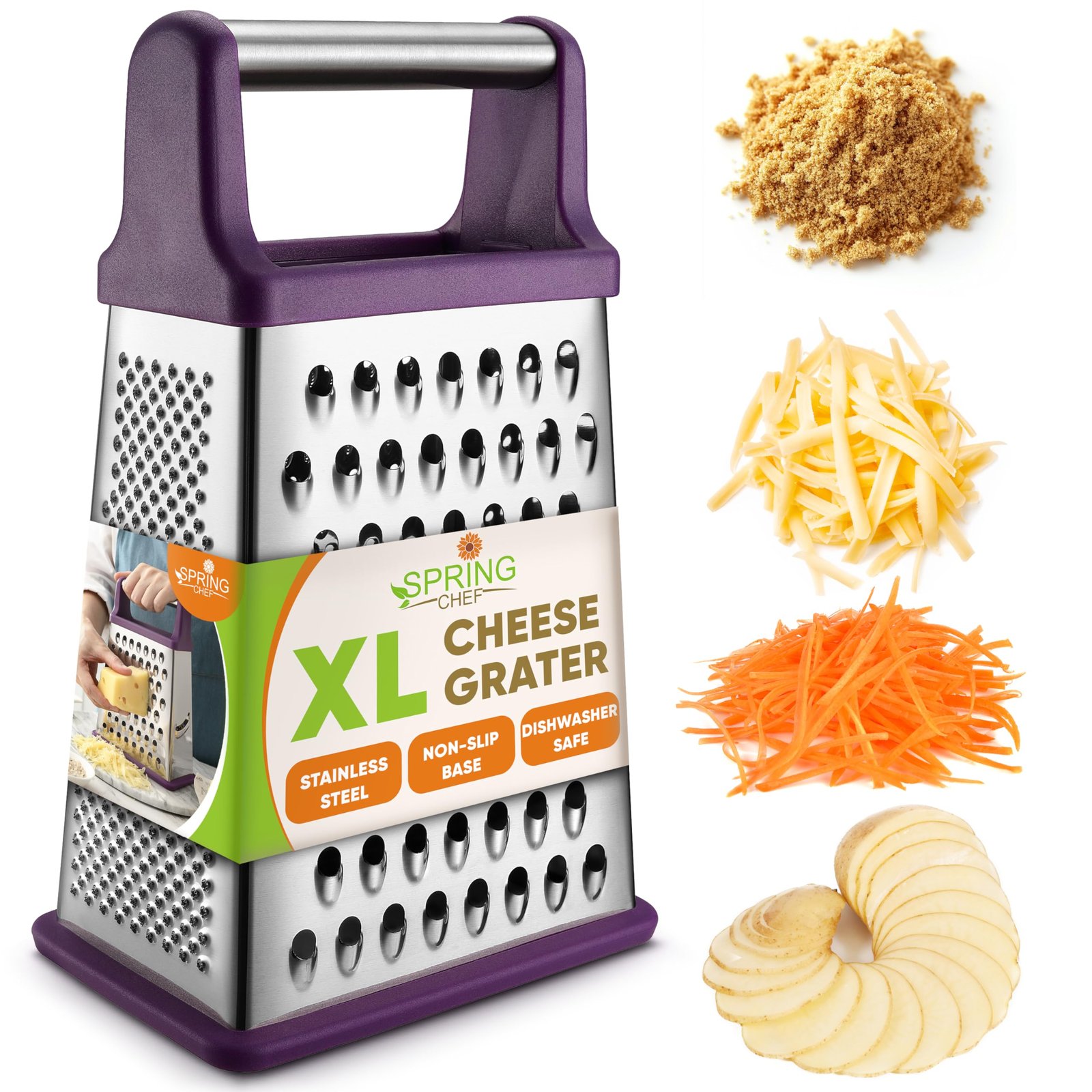 Spring Chef Stainless Steel XL Cheese Grater ...