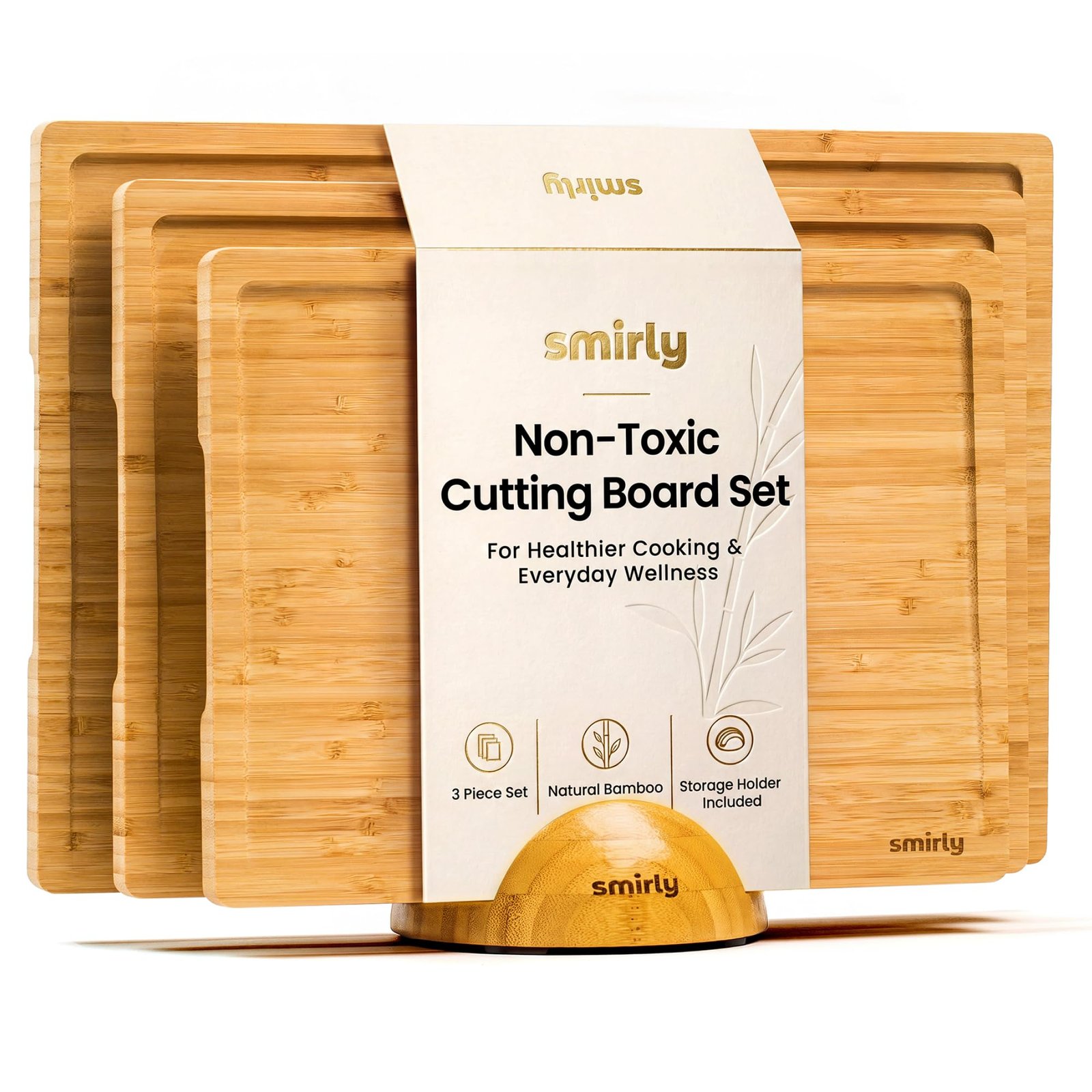 SMIRLY Cutting Boards for Kitchen, 3 Piece Ba...