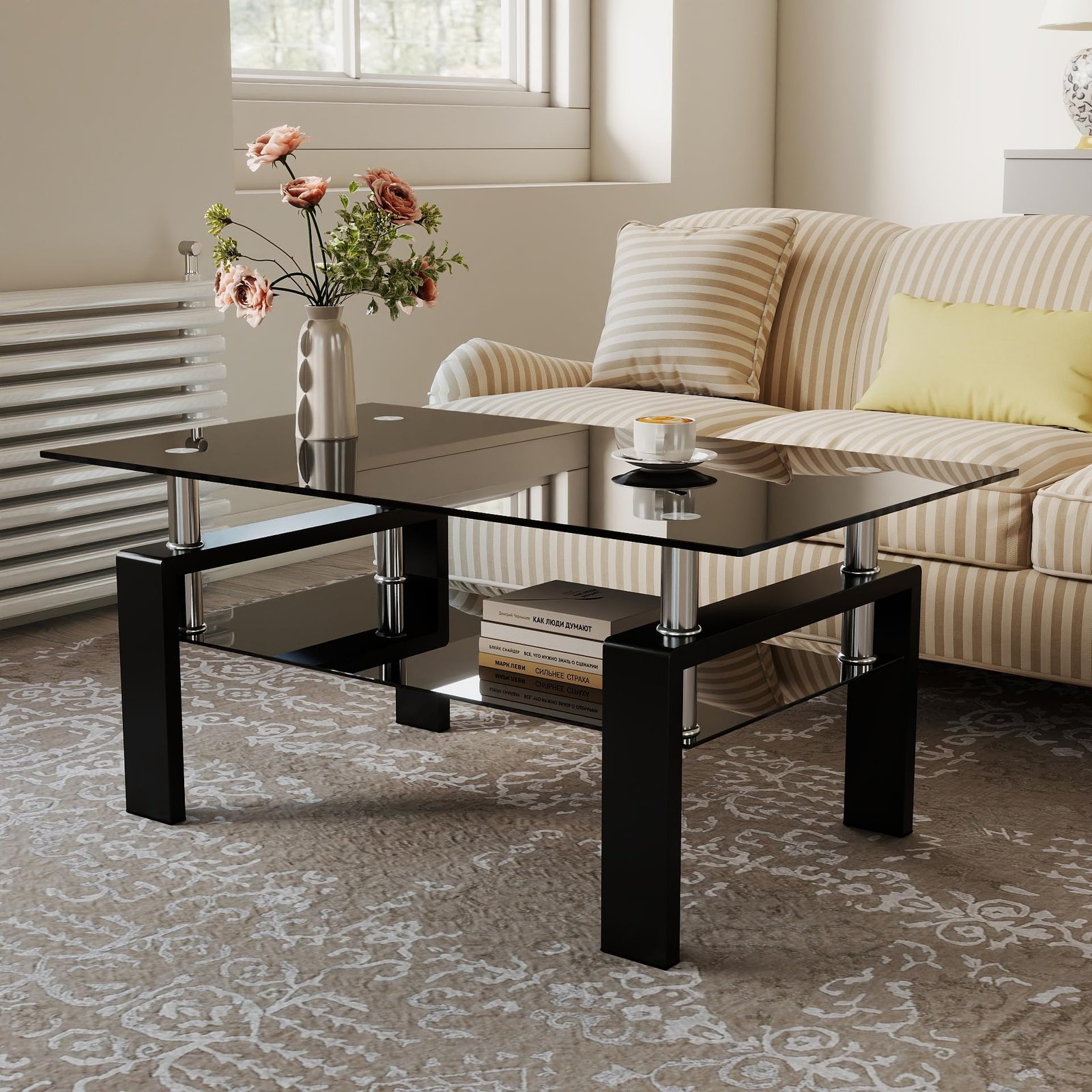 IANIYA Modern Living Room Coffee Table, Glass...