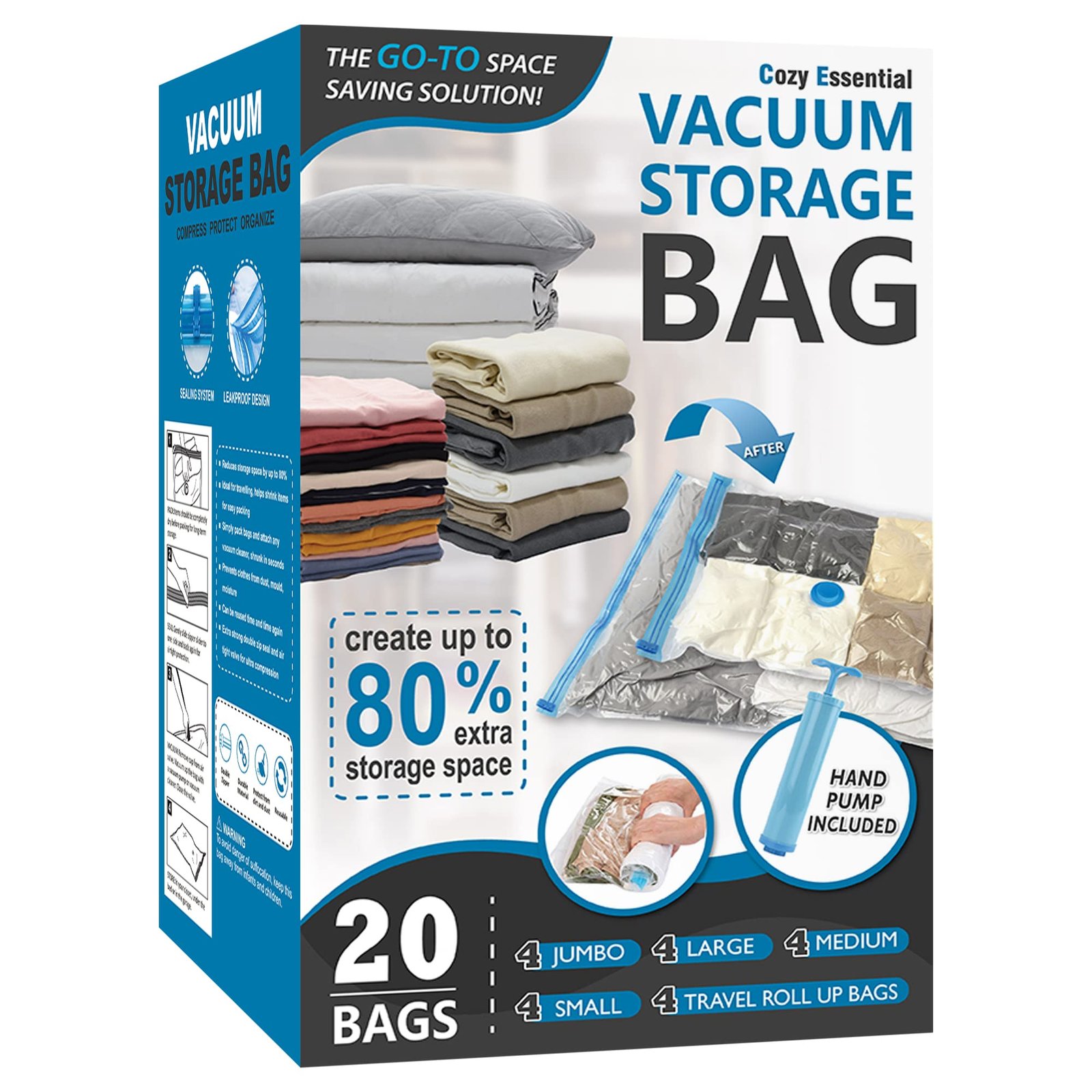 Vacuum Storage Bags with Hand Pump, Vacuum Se...