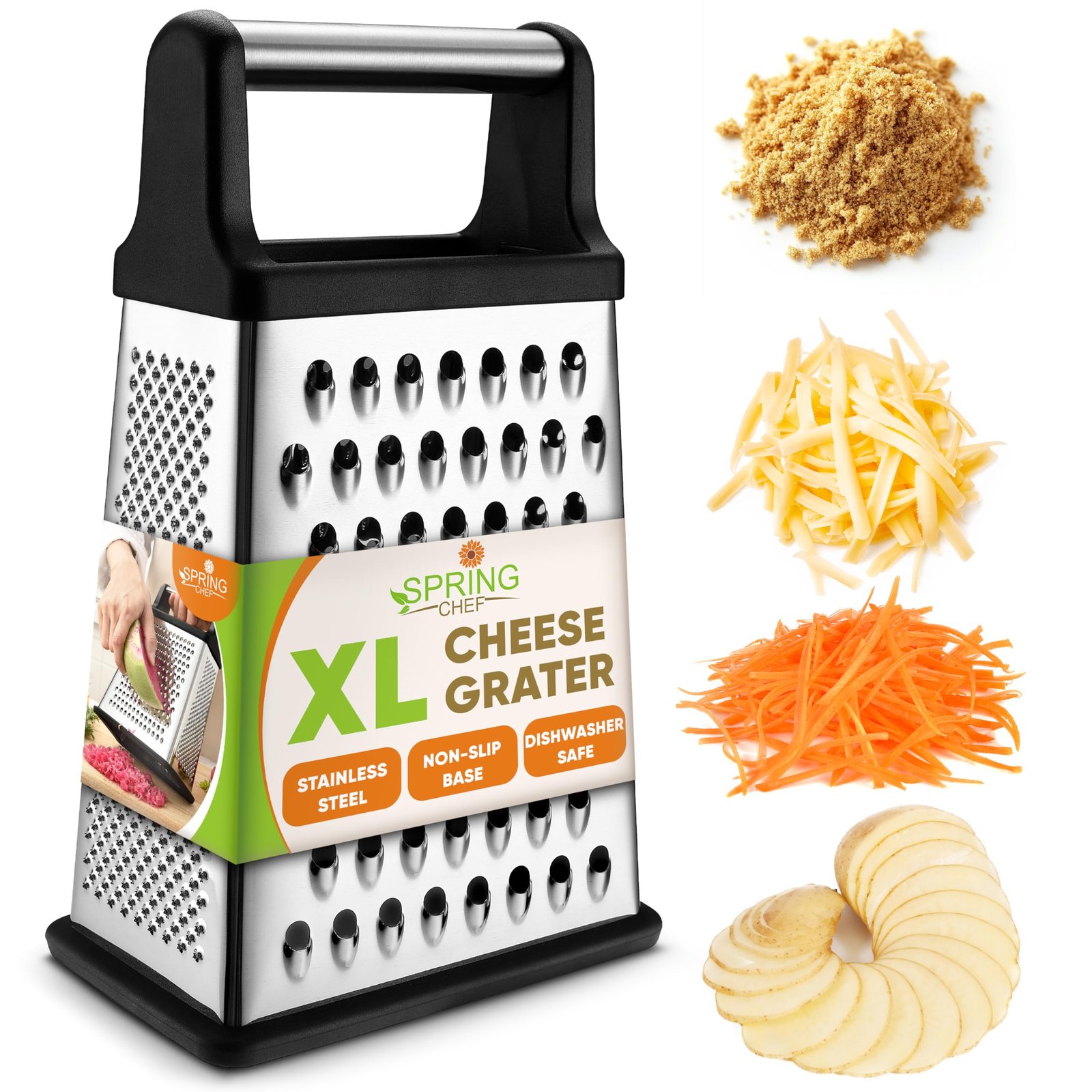 Spring Chef Stainless Steel XL Cheese Grater ...