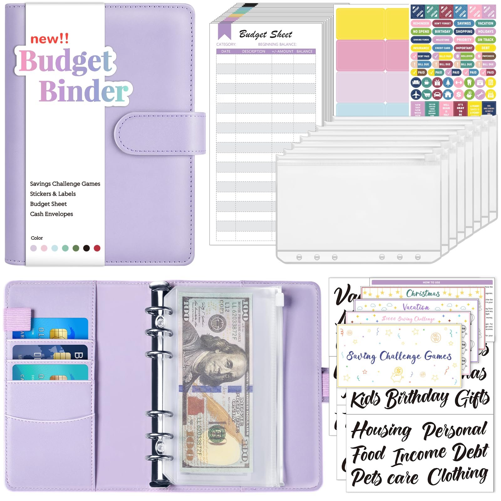 Sooez Budget Binder with Money Saving Challen...