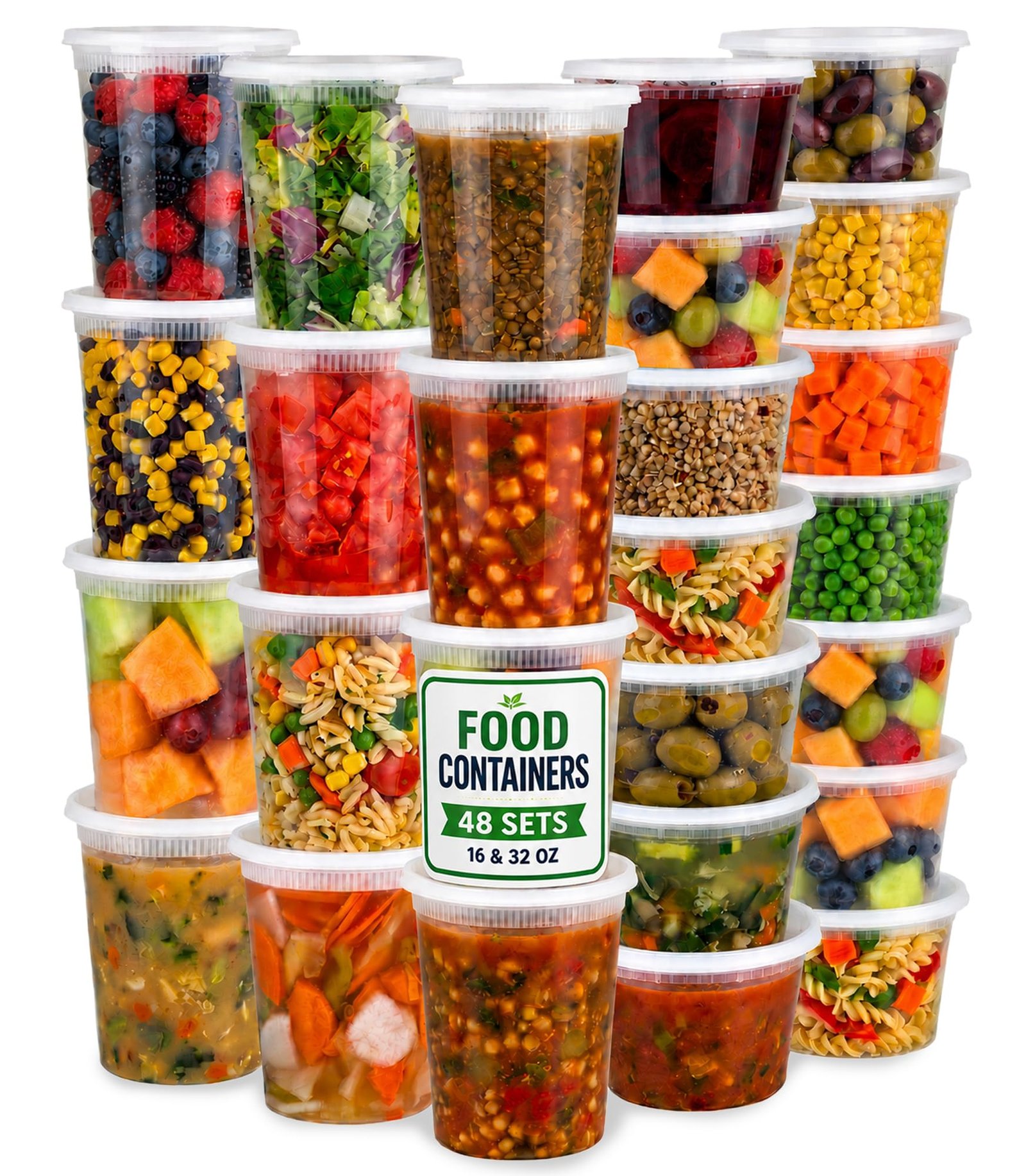 48 Sets Plastic Food Storage Deli Containers ...
