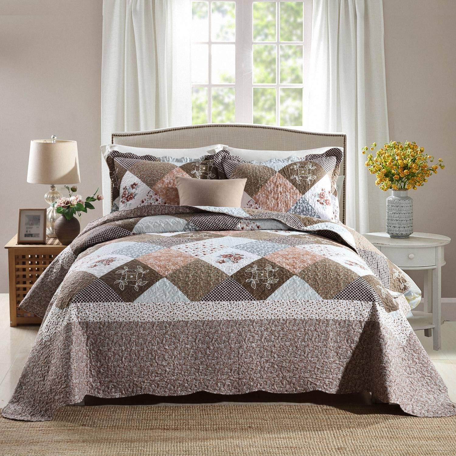 HoneiLife Quilt Set - 3 Piece Microfiber Reve...