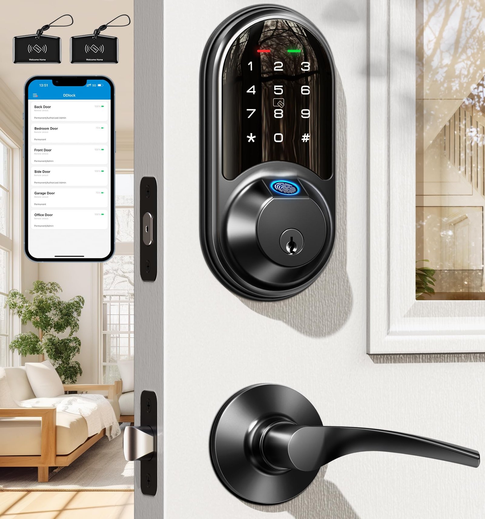 Veise RZ07B Fingerprint Smart Lock with 2 Lev...