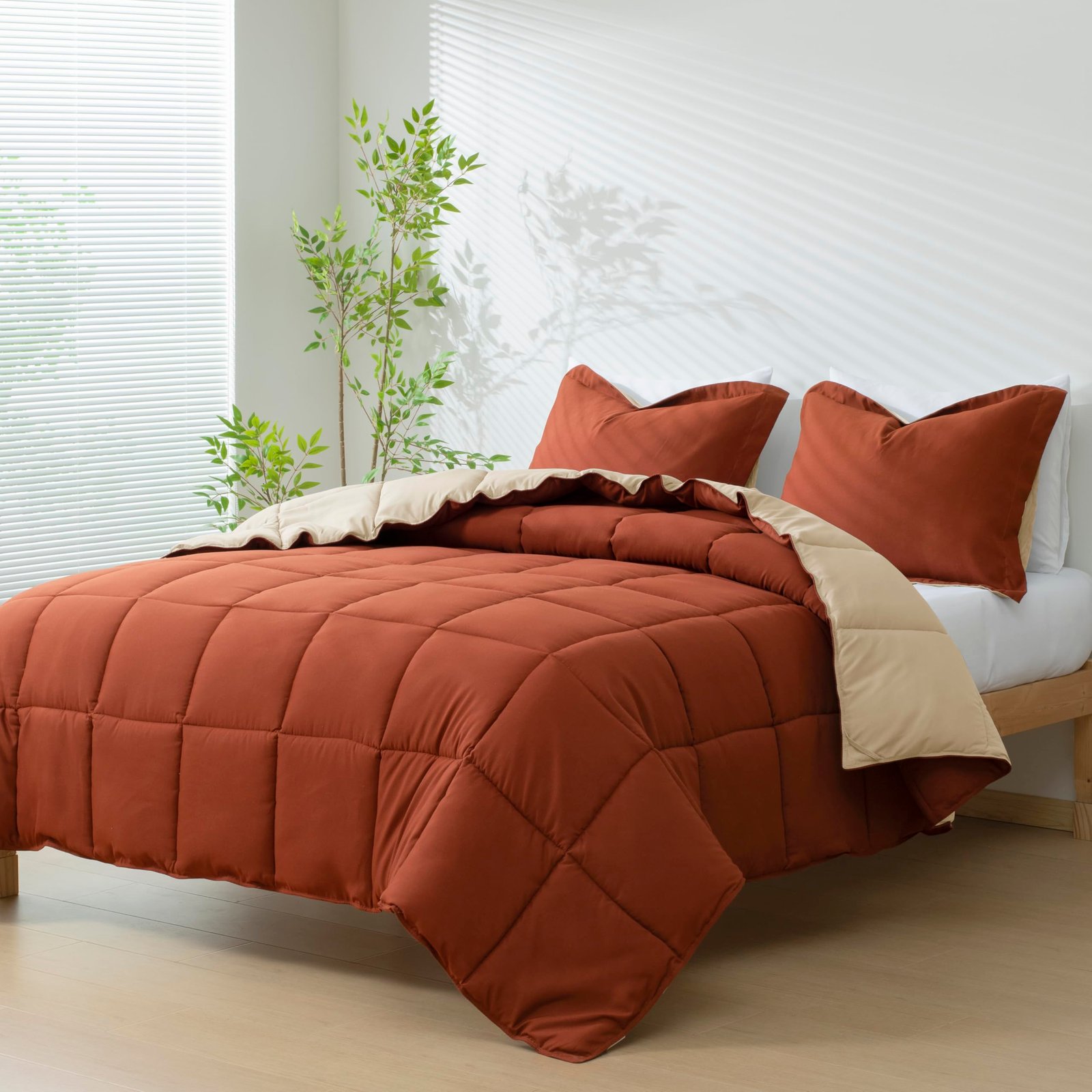 HIG 3pc Terracotta Queen Size Bedding Comfort...