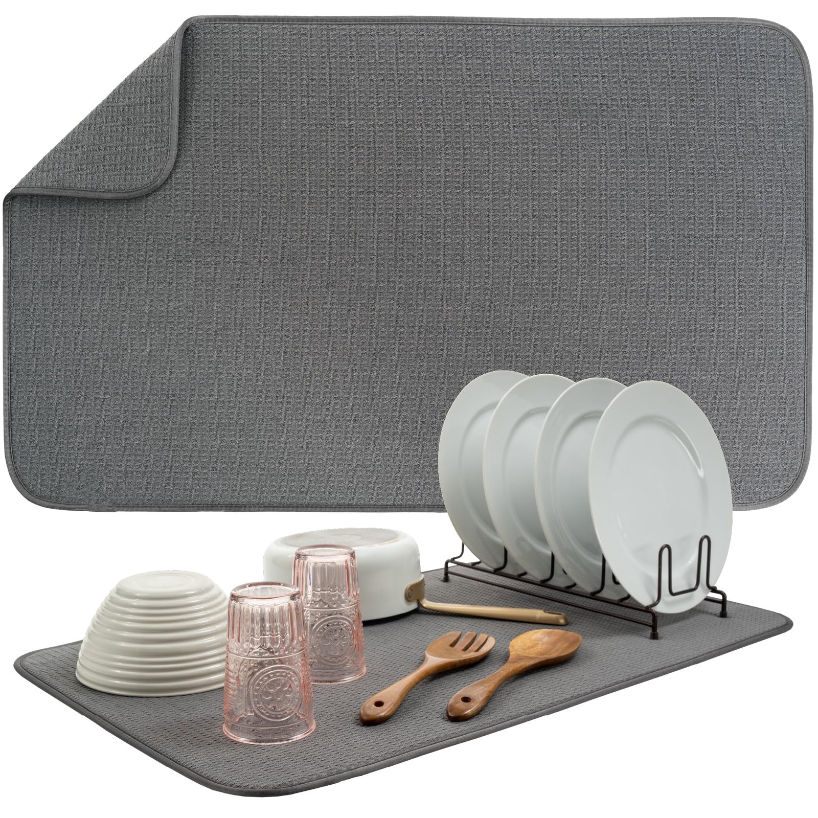 S&T INC. Dish Drying Mat, 18" x 30", Jumbo, C...
