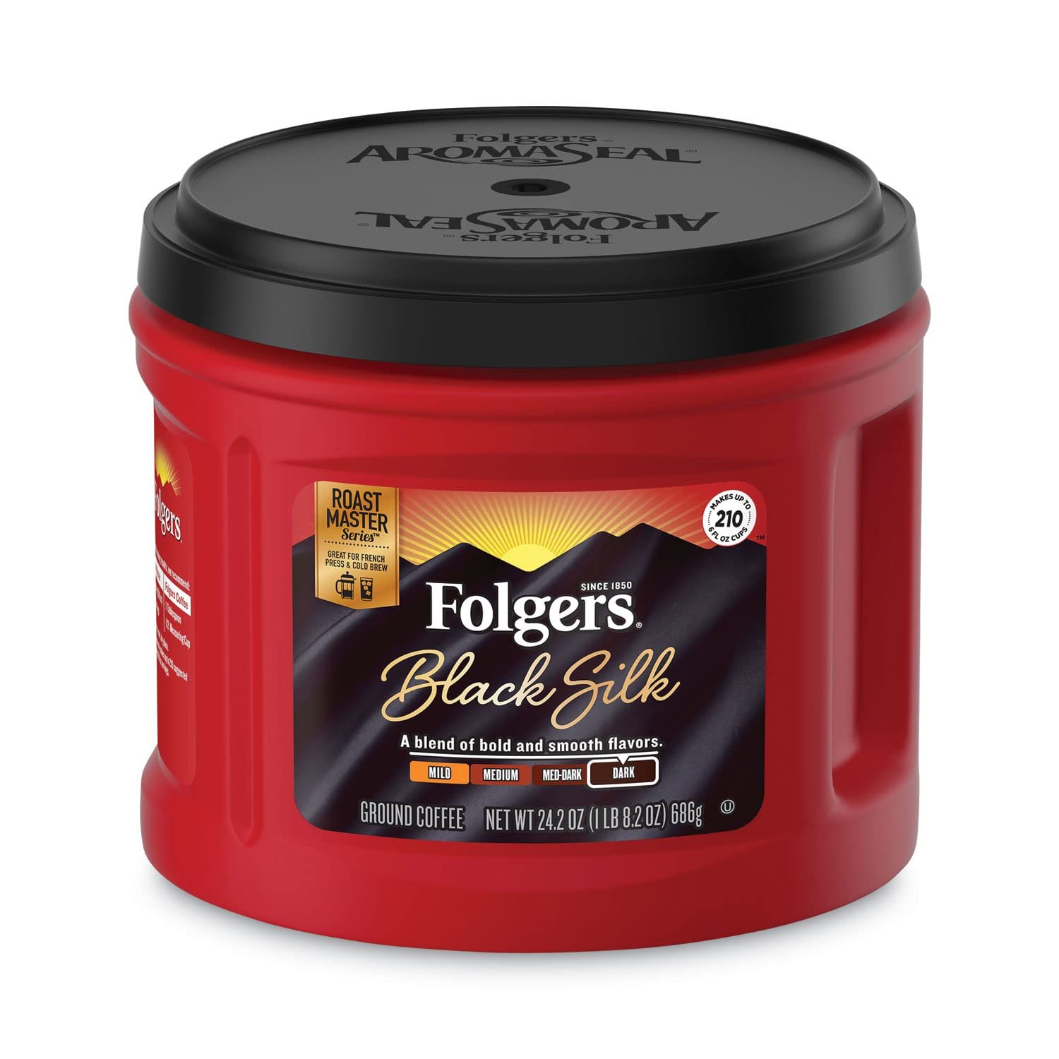 Folgers Black Silk Dark Roast Ground Coffee, ...