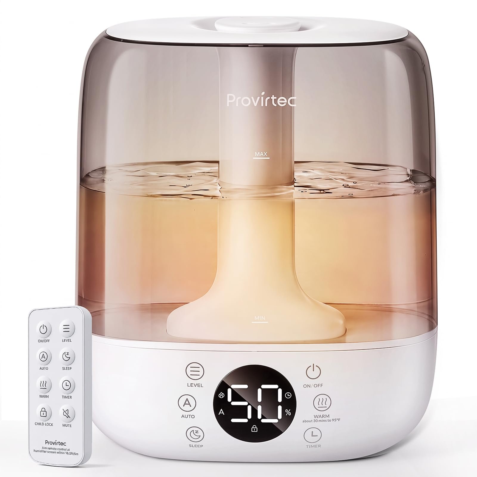 Provirtec 6L Easy Clean Humidifier for Large ...