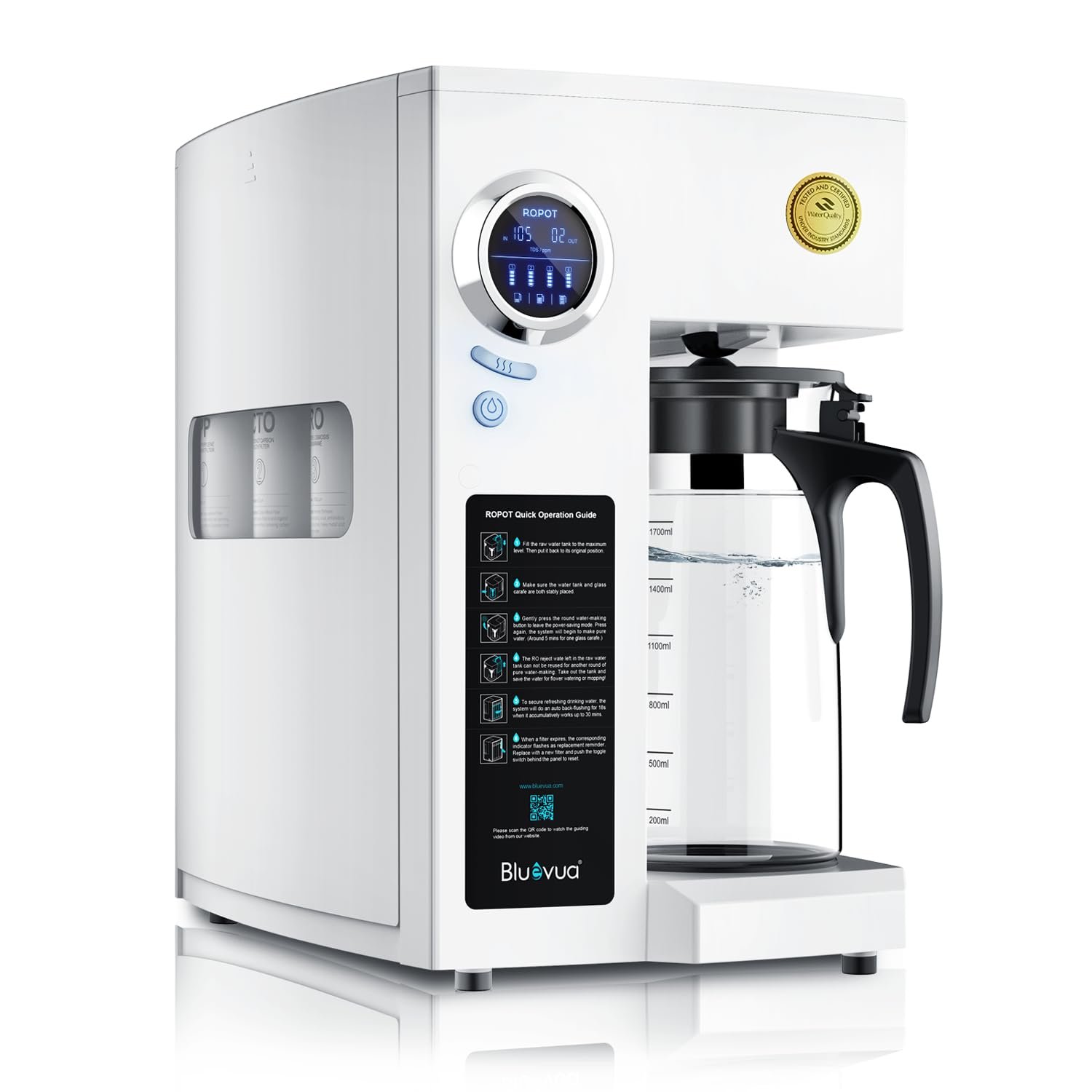 Bluevua RO100ROPOT Countertop Reverse Osmosis...