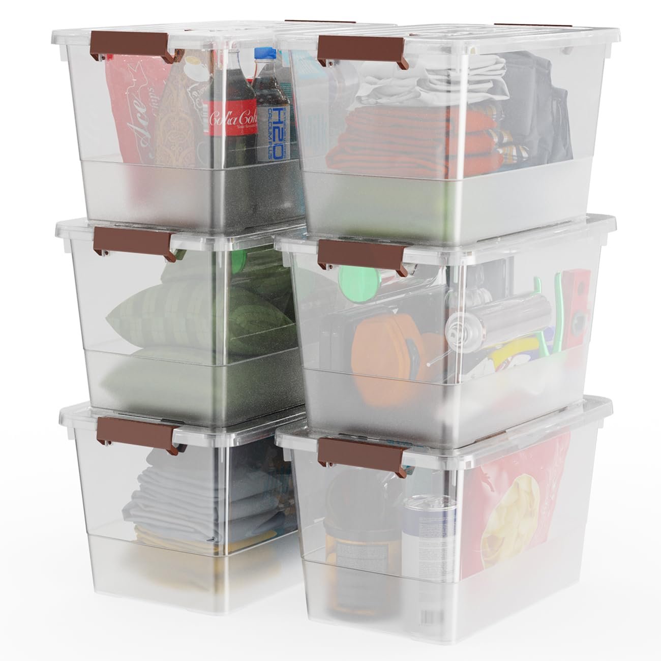 WYT 32 Qt Plastic Clear Storage Bin with Dura...