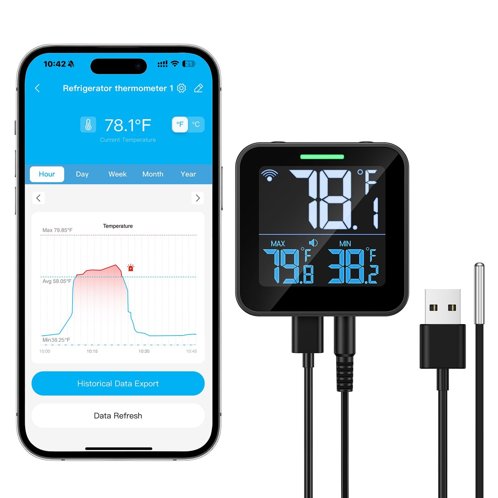 WiFi Refrigerator Thermometer, Freezer Alarm ...