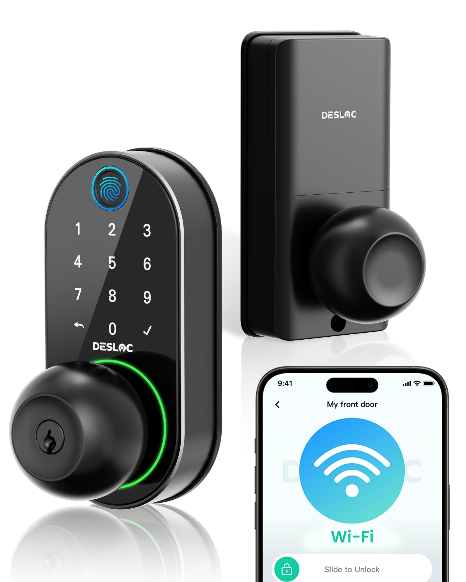 DESLOC D212 Fingerprint Door Knob Lock, Built...
