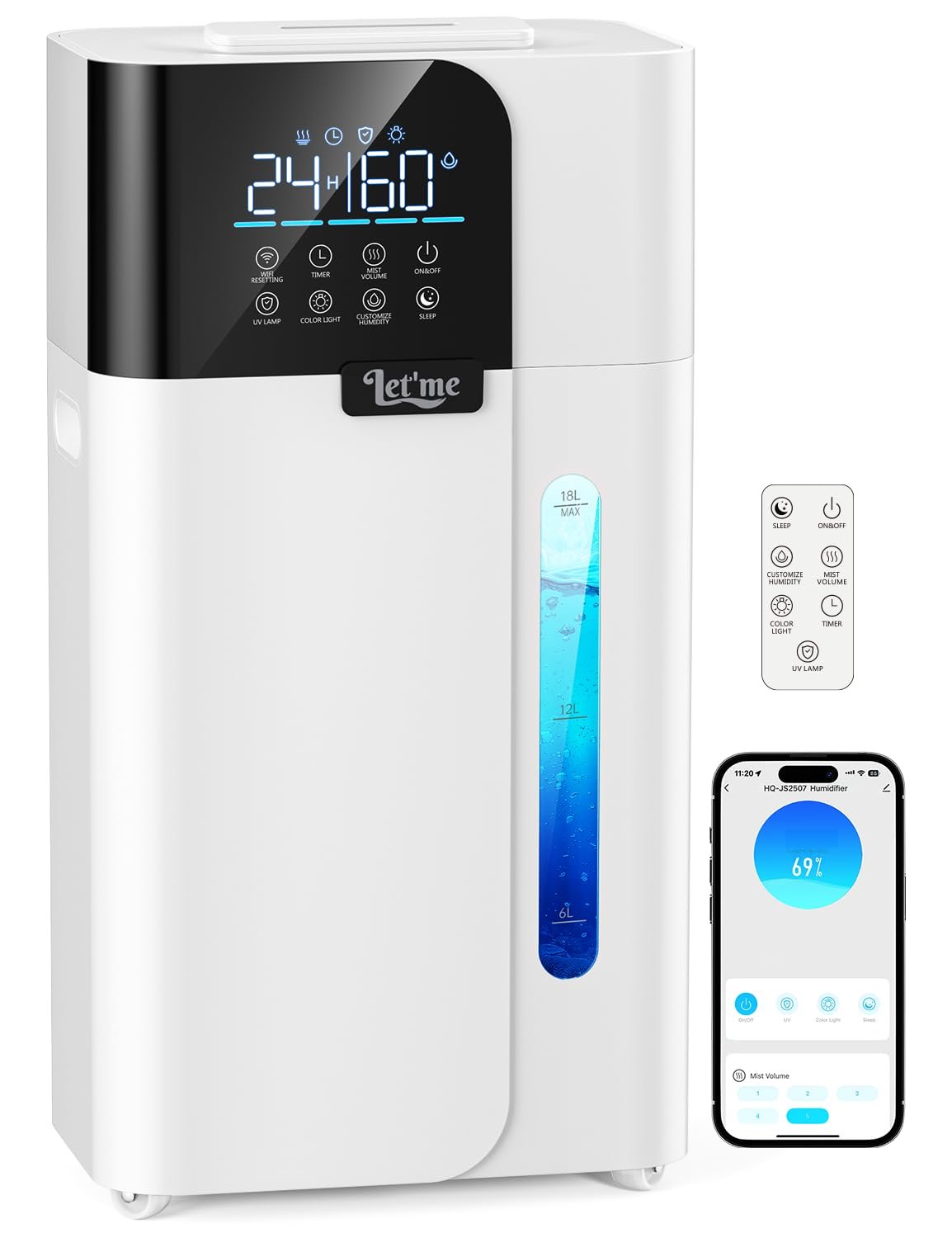 18L/4.75Gal Smart Humidifier Large Room 2000 ...