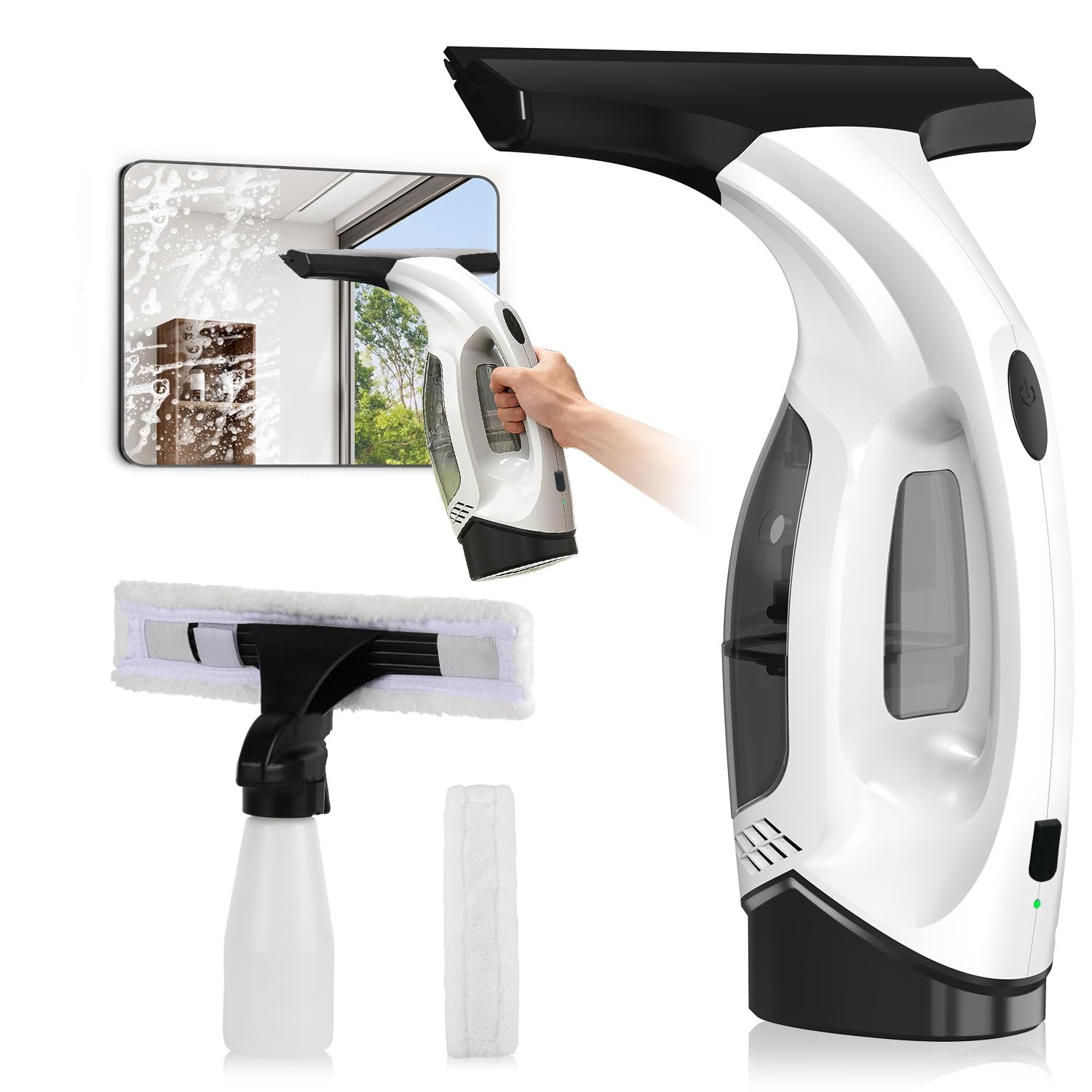 Window Vacuum Squeegee Cordless, 2000Pa Elect...