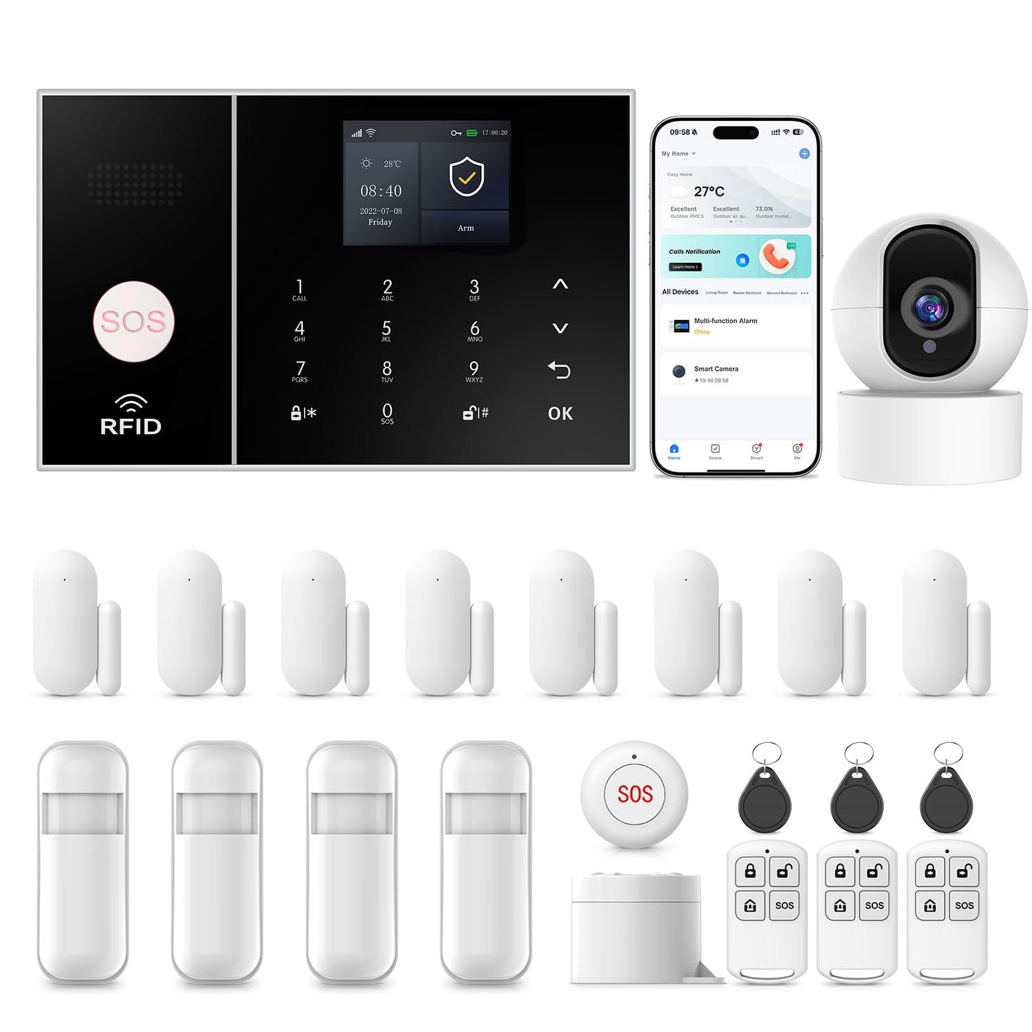Wireless Home Security Systems,22Piece WiFi+4...