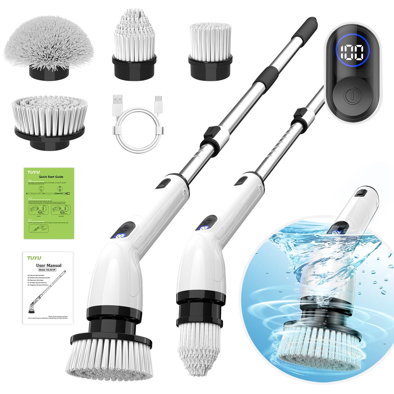 Electric Spin Scrubber, Cordless Cleaning Bru...