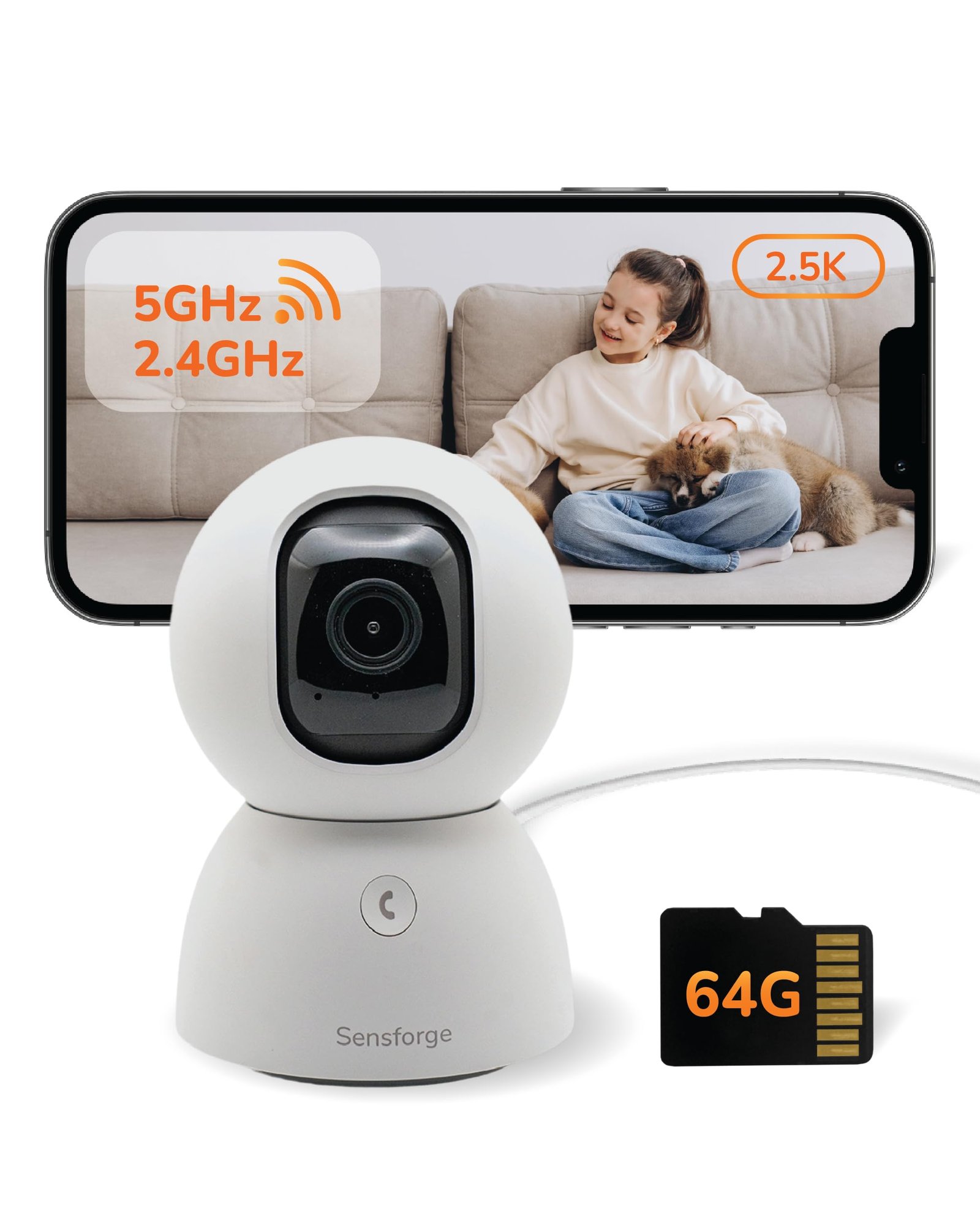SensForge 2.5K Indoor Pan-Tilt Security Camer...