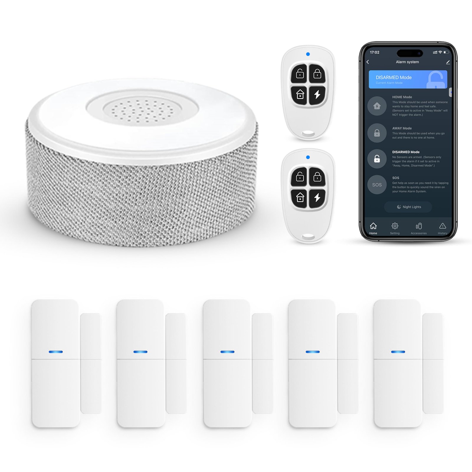 WiFi Door Alarm System, 8-Piece DIY Wireless ...