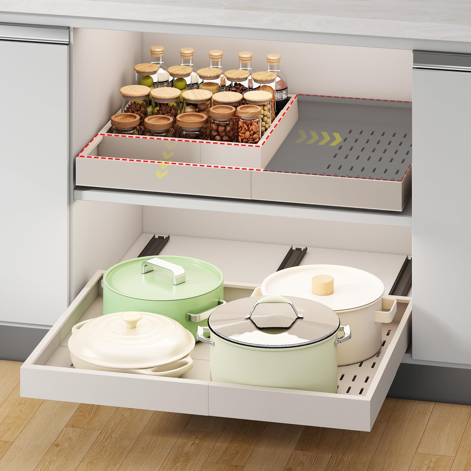 Fokyfok Pull out Cabinet Organizer,14"-21"W,1...