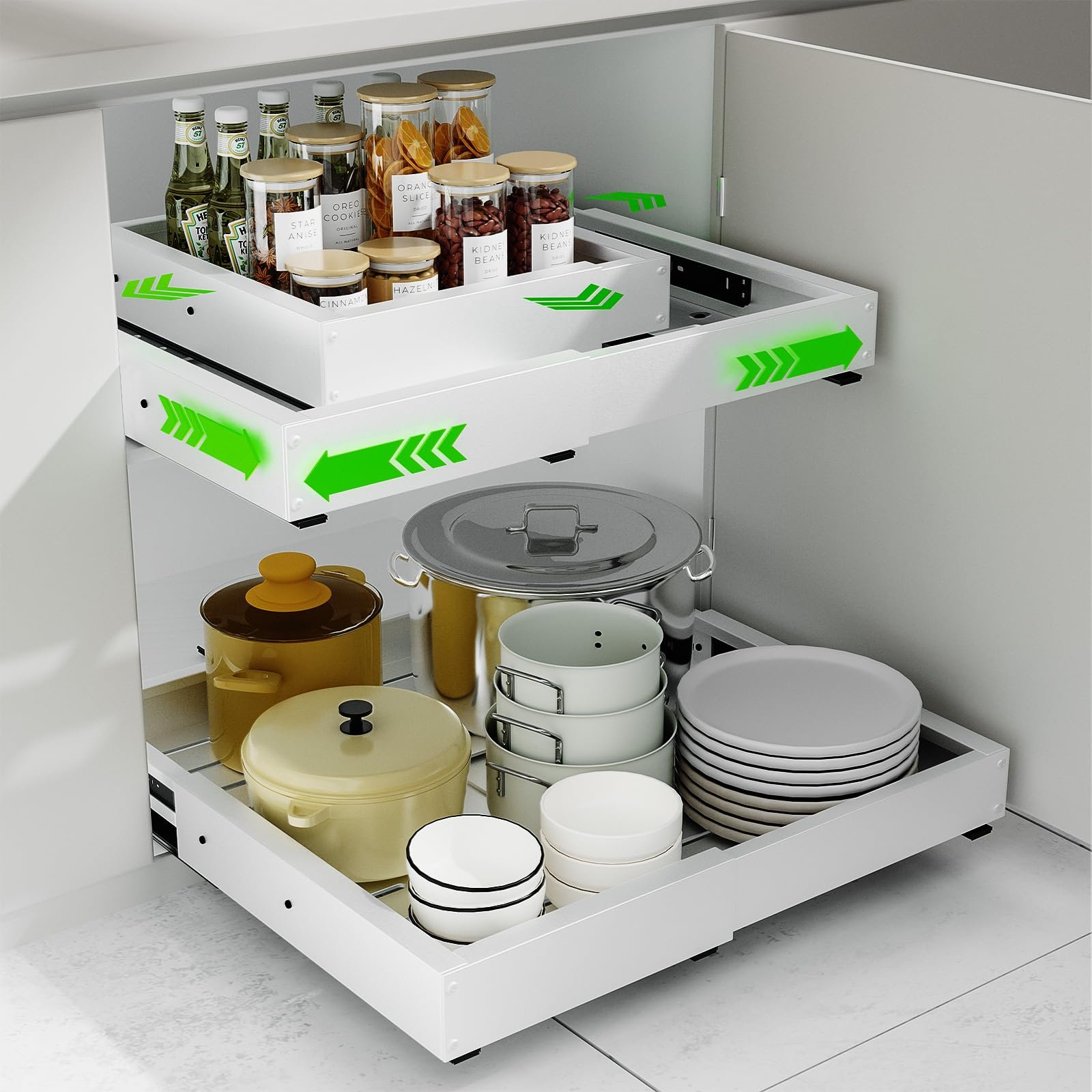 2 Pack Expandable Pull Out Cabinet Organizer,...