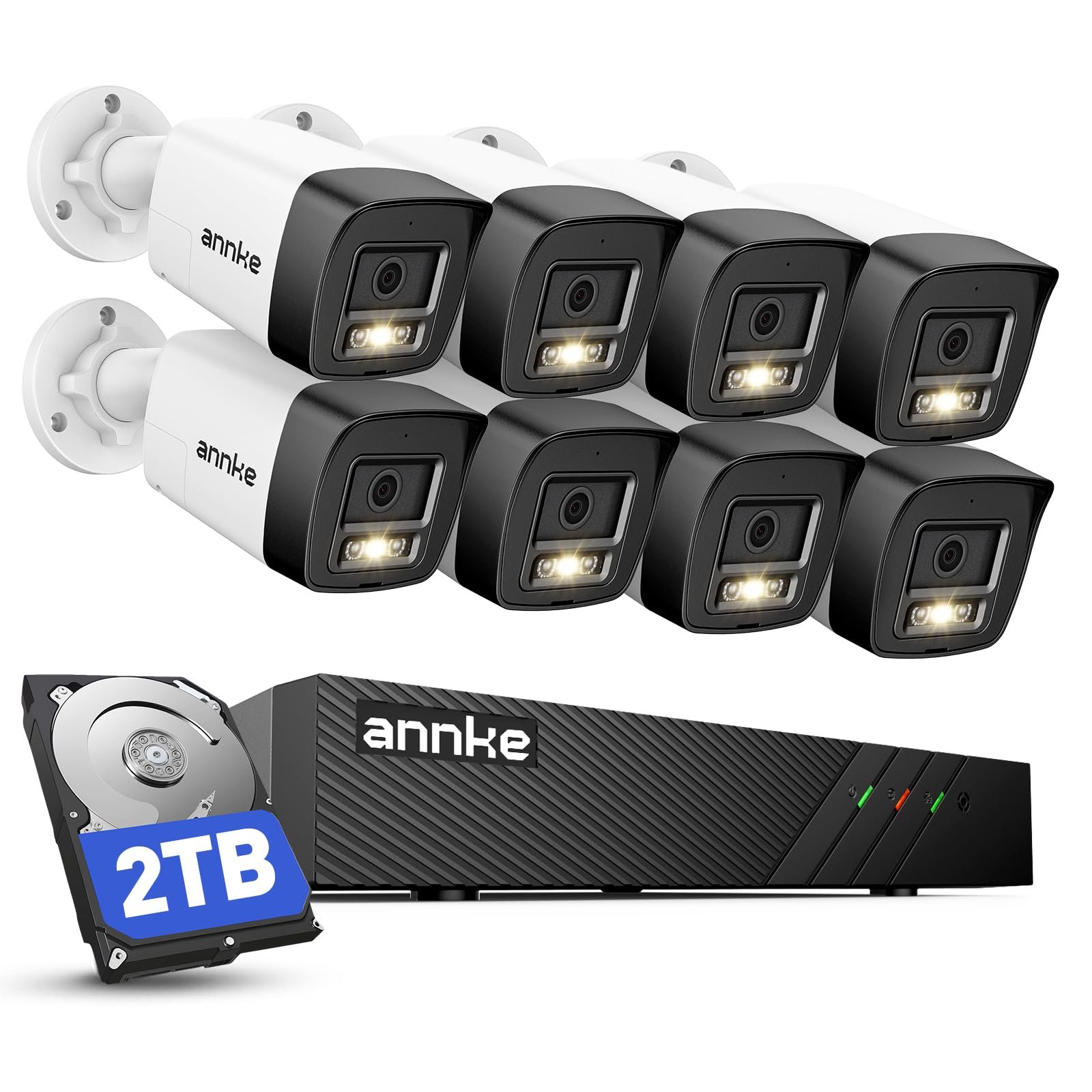 ANNKE 8CH 3K Poe Security Camera System, Red ...