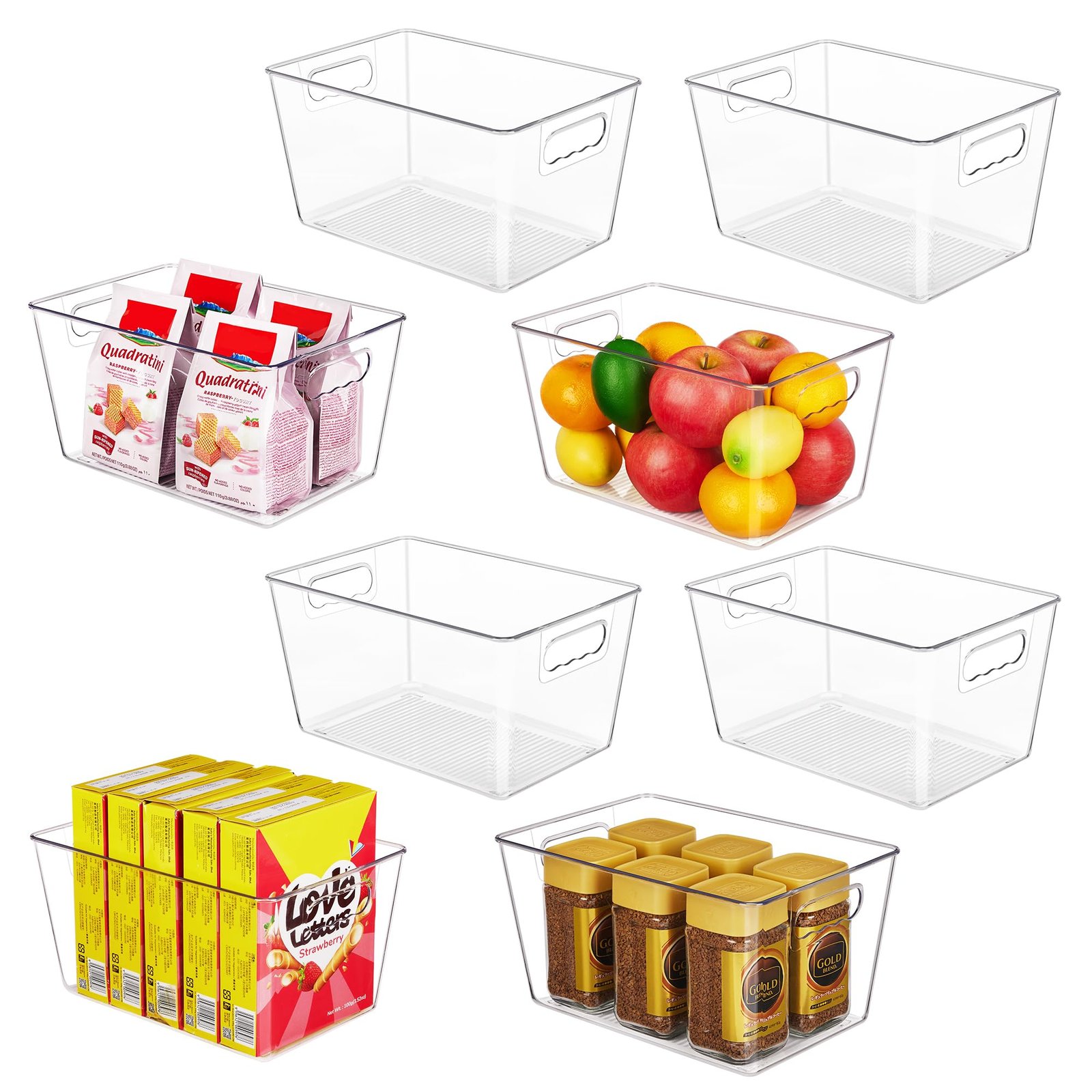 YIHONG 8 Pack Clear Storage Bins, Pantry Orga...