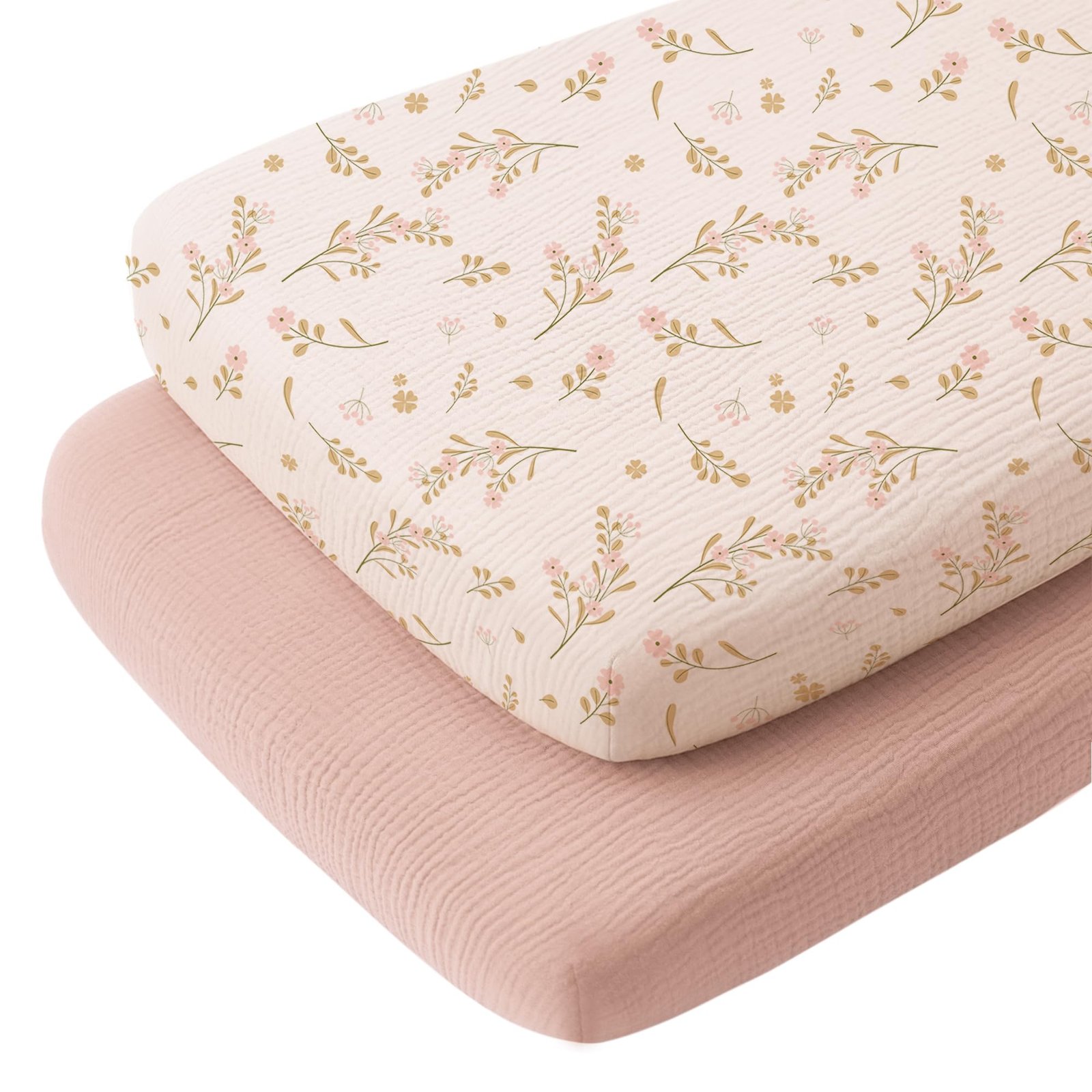 Konssy 2 Pack Muslin Bassinet Sheets for Baby...