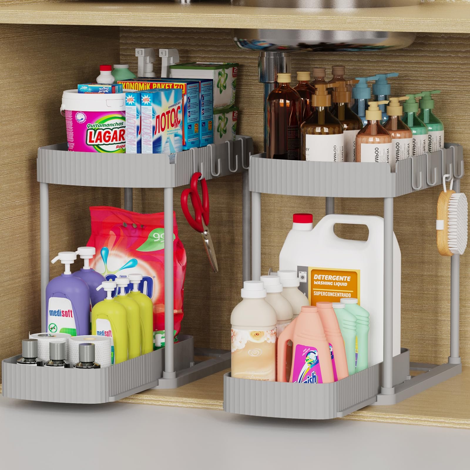 2 Packs Under Sink Pull-Out Storage Organizer...