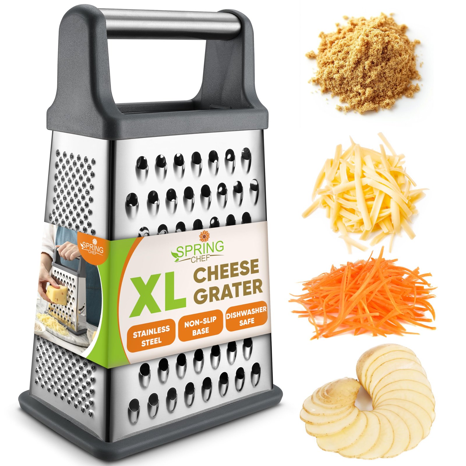 Spring Chef Stainless Steel XL Cheese Grater ...