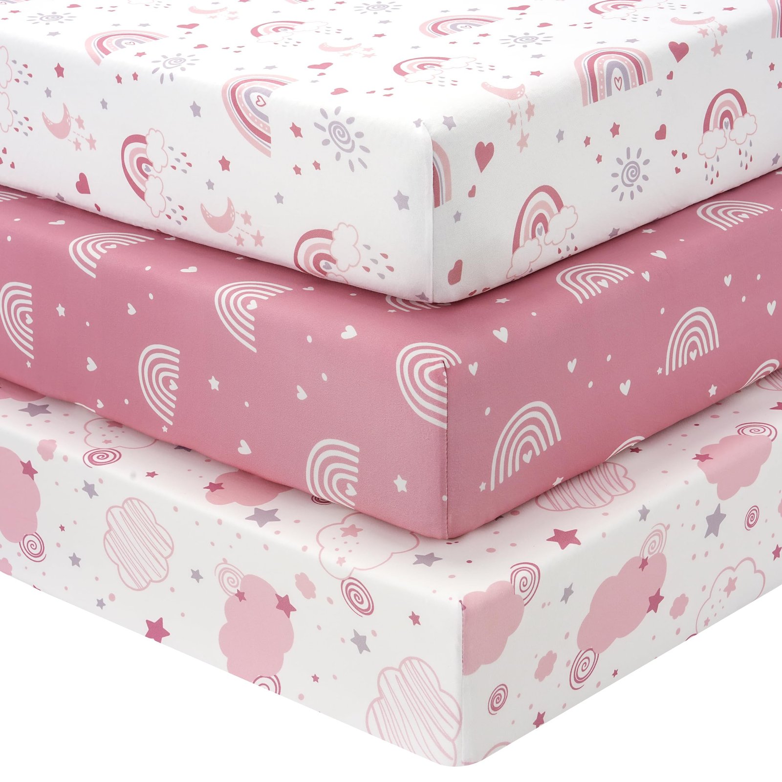 Baby Crib Sheets Girl, 3 Pack Toddler Bed She...