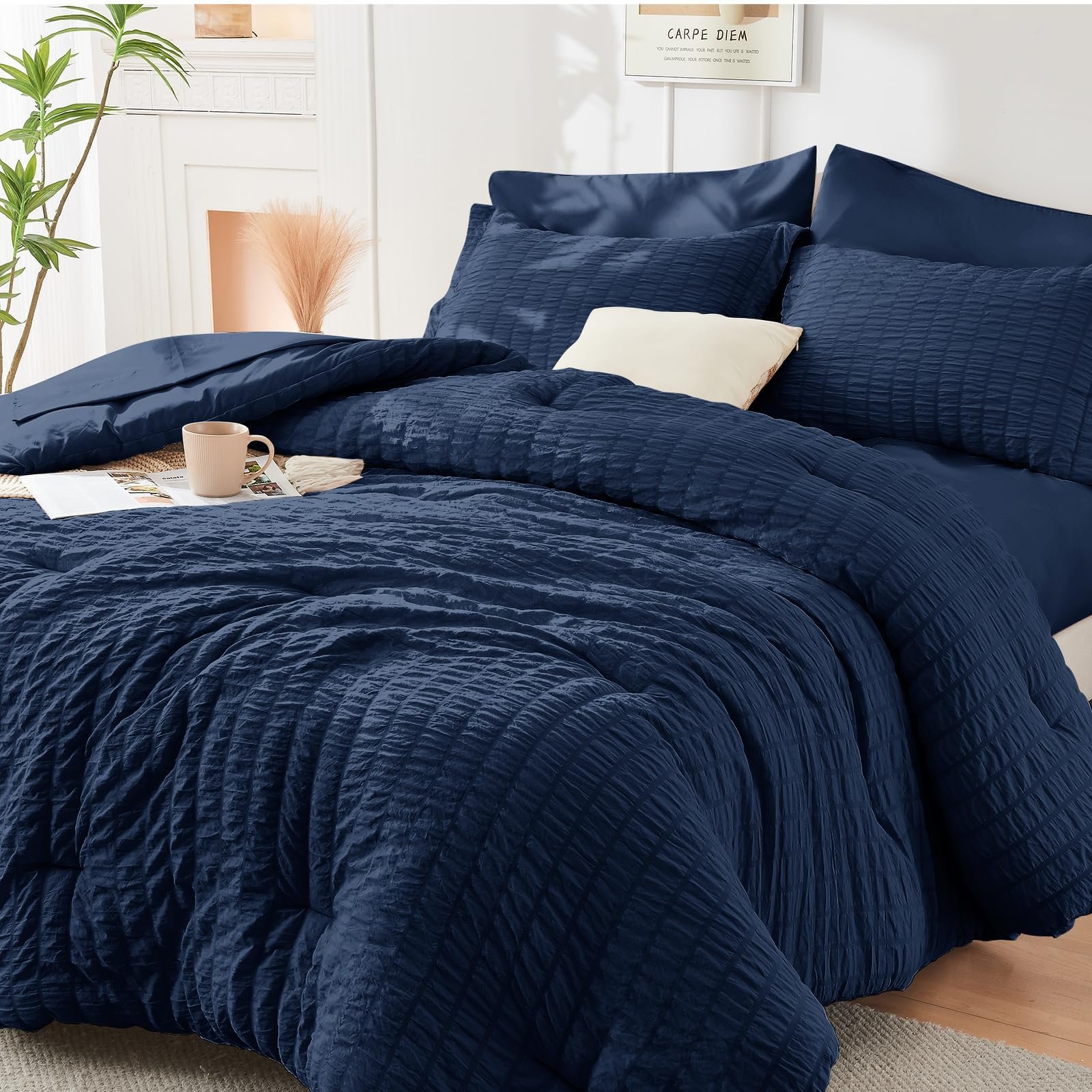 Queen Comforter Set - 7PCS Bed in a Bag, Seer...