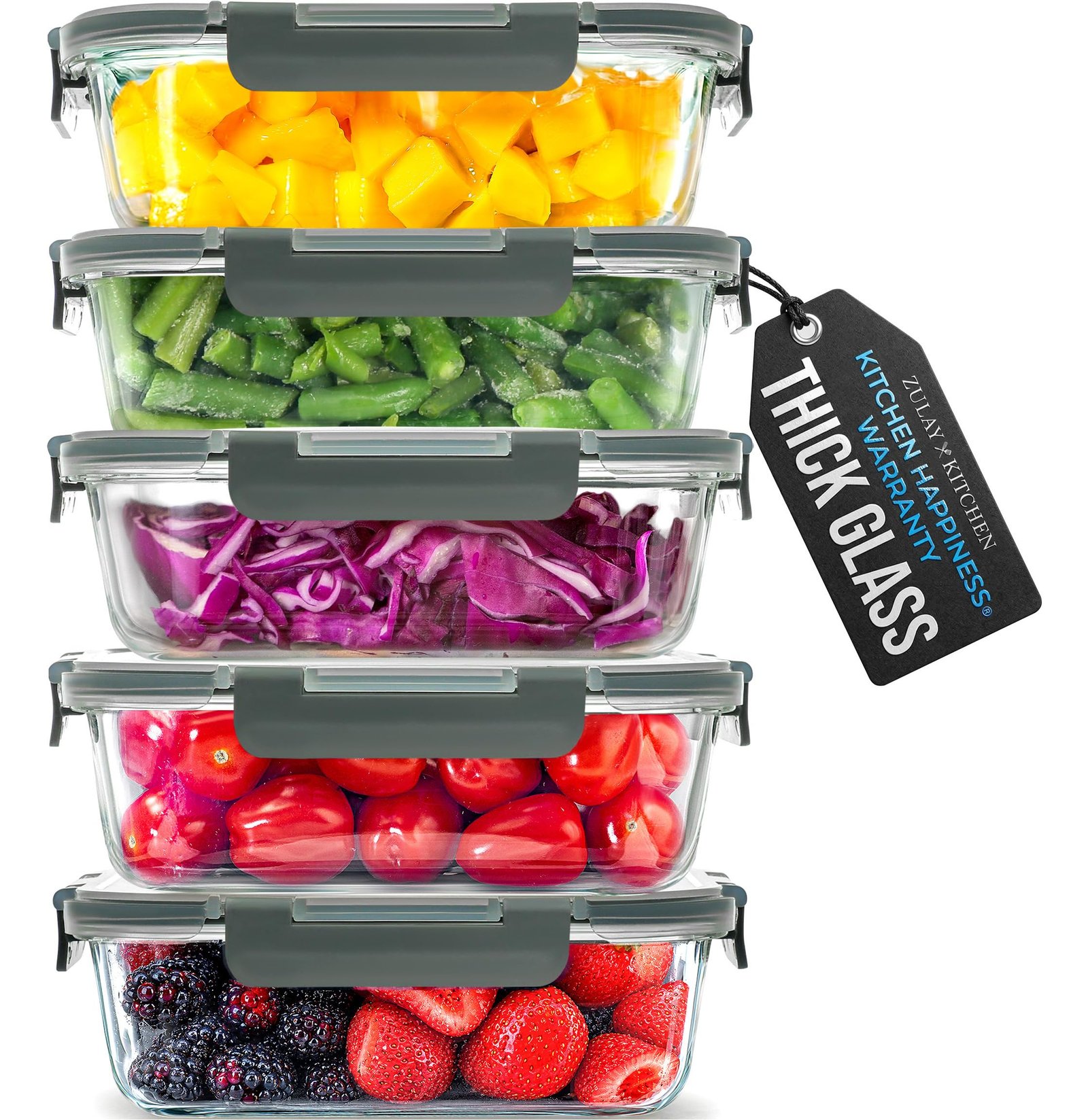 Zulay Kitchen Glass Storage Containers with L...