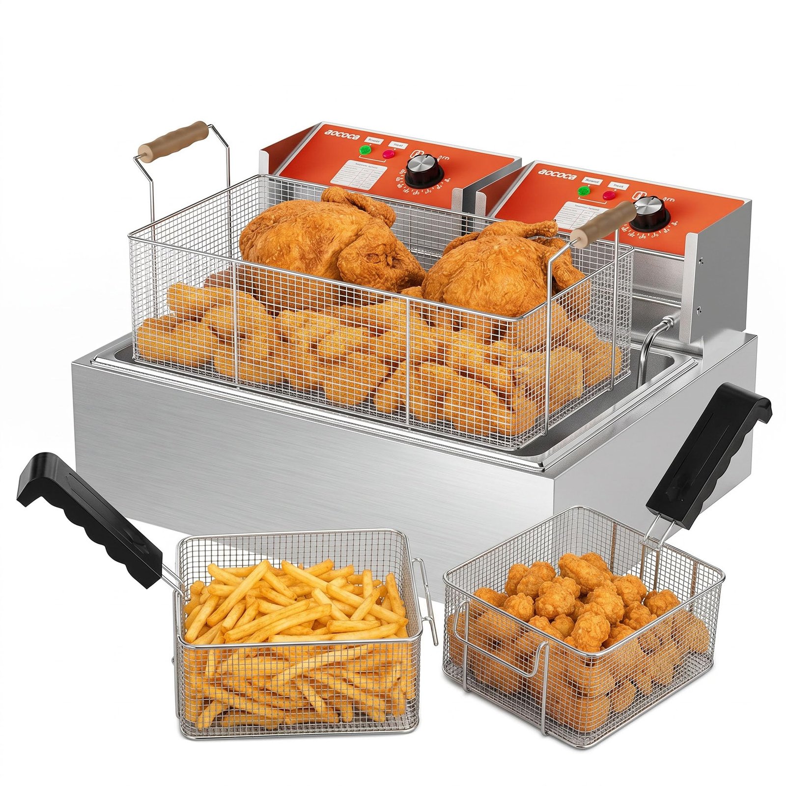 Electric Deep Fryer with Basket 22.6L Stainle...