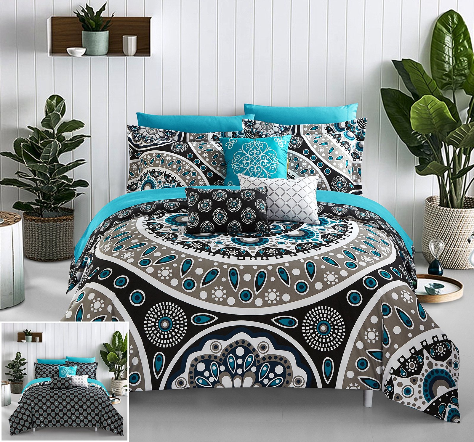 Chic Home Black Reversible Bed in a Bag Comfo...